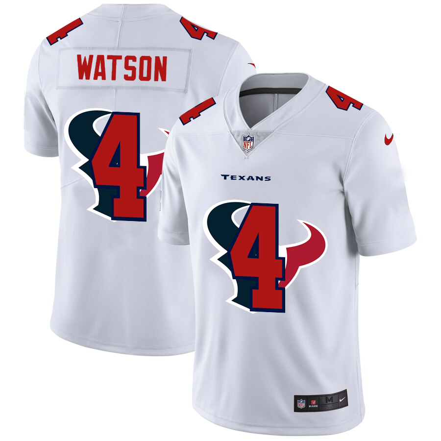 Men's Houston Texans #4 Deshaun Watson White Shadow Logo Limited Stitched Jersey